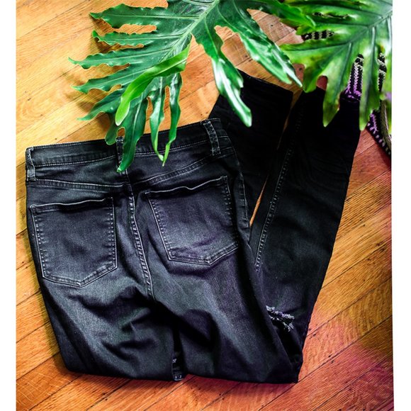 Free People Denim High Waisted Ripped Skinny Jeans - Picture 3 of 4